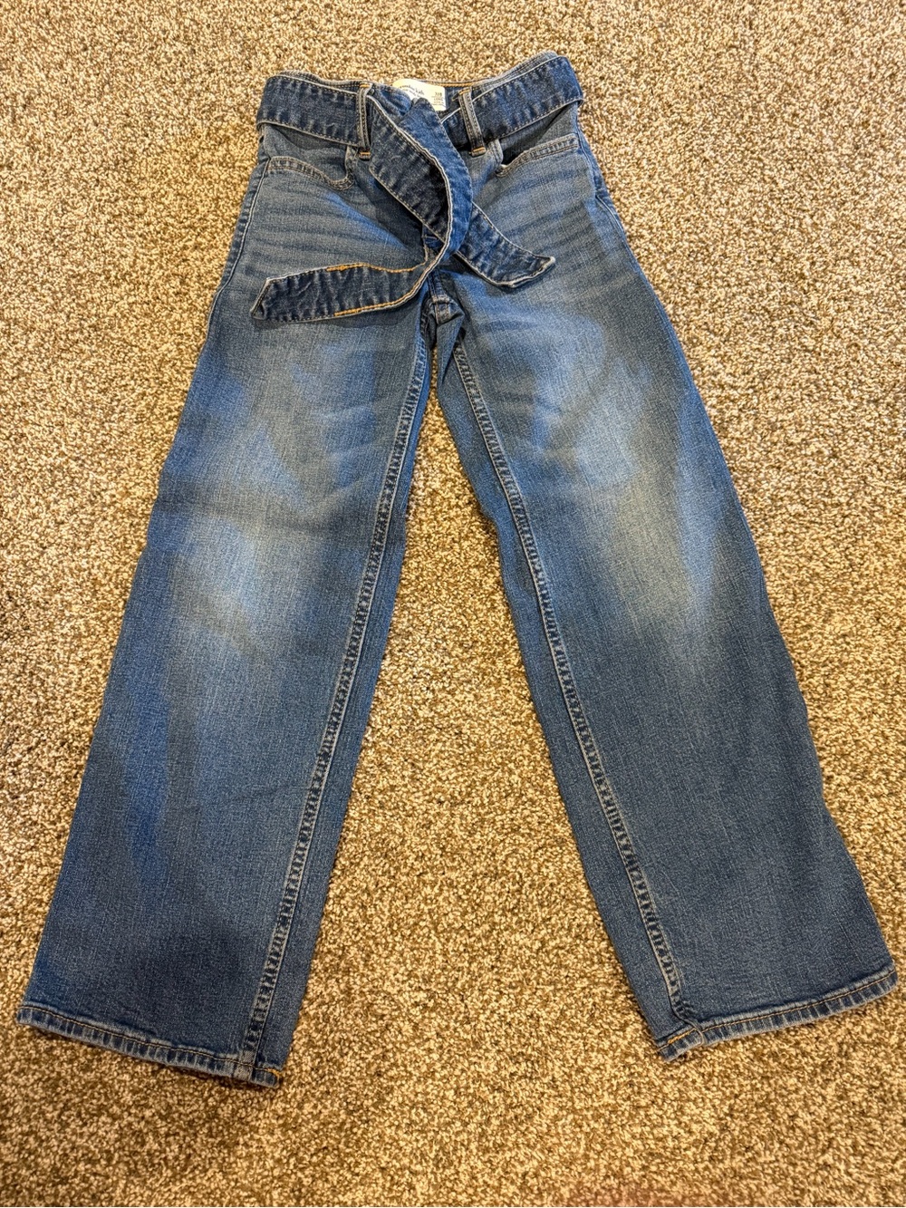 abercrombie kids medium blue denim jeans with waist tie